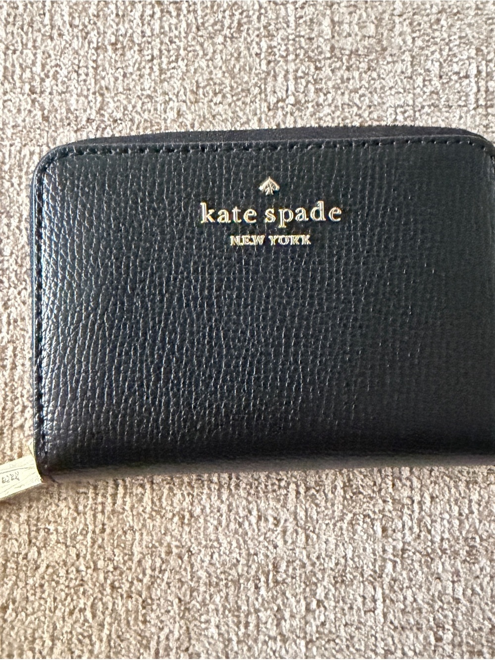 kate spade Black Leather Zip around small wallet with Gold hardware